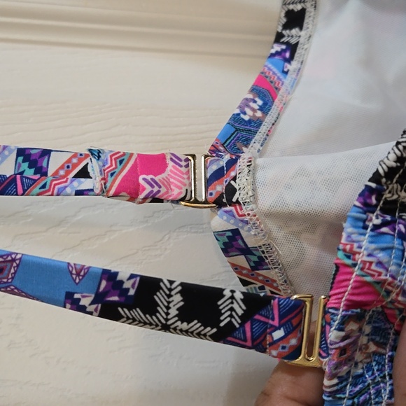 Swim Suits For All-top only,S20, cup support,pink,blue, zigzag & black. - Picture 3 of 9